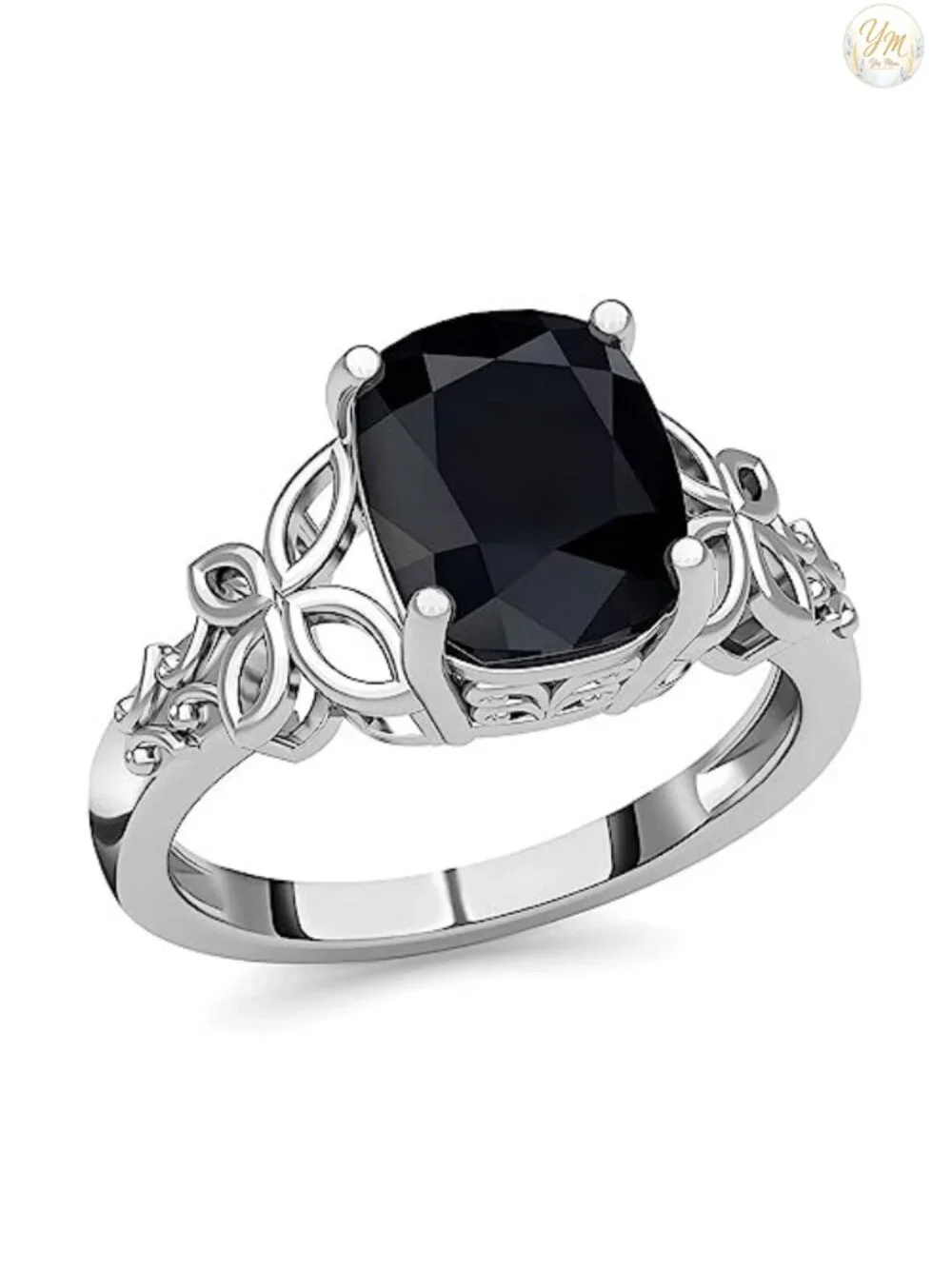 Genuine Black Tourmaline 925 Sterling Silver Statement Ring